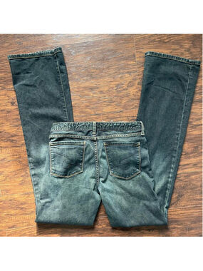 Y2K Generra “Second Skin” blue-green boot cut flare jeans size 27 with vintage w